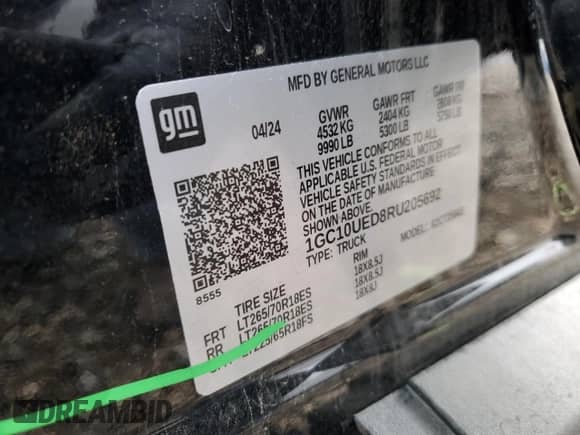 2024 Chevrolet Silverado EV Work Truck с VIN 1GC10UED8RU205692, выставлен на аукционе Copart как лот 86214644 с пробегом 342 миль миль и Чистый • Clean title. История ставок и продаж доступна на DreamBid. Изображение 12.
