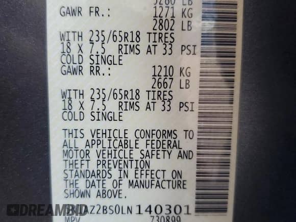 2020 Nissan Murano SV с VIN 5N1AZ2BS0LN140301, выставлен на аукционе Copart как лот 80176245 с пробегом 88 591 миль миль и Списание • Salvage title. История ставок и продаж доступна на DreamBid. Изображение 13.