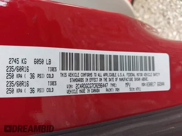 2012 Dodge Grand Caravan SXT with VIN 2C4RDGCG7CR296447, listed as a IAAI auction lot 43280546 with 55,551 mi miles and . Bid and sale history available at DreamBid. Image 9.