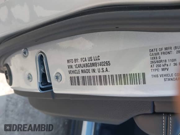 2021 Jeep Grand Cherokee Limited with VIN 1C4RJKBG8M8140265, listed as a IAAI auction lot 42462784 with 23,274 mi miles and . Bid and sale history available at DreamBid. Image 9.