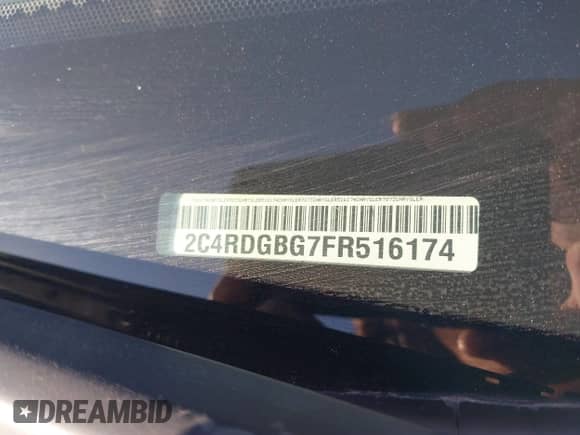 2015 Dodge Grand Caravan SE Plus with VIN 2C4RDGBG7FR516174, listed as a IAAI auction lot 41313989 with 106,867 mi miles and . Bid and sale history available at DreamBid. Image 9.