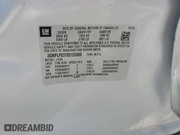 2014 Chevrolet Equinox LT с VIN 2GNFLFE37E6153066, выставлен на аукционе Copart как лот 63531235 с пробегом 101 357 миль миль и Списание • Salvage title. История ставок и продаж доступна на DreamBid. Изображение 13.