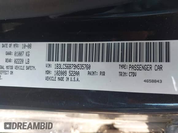 2009 Dodge Avenger SXT с VIN 1B3LC56B79N535760, выставлен на аукционе IAAI как лот 42909848 с пробегом 174 904 миль миль и . История ставок и продаж доступна на DreamBid. Изображение 9.