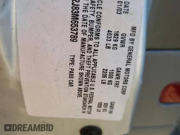 2003 Chevrolet Malibu с VIN 1G1ND52J83M653789, выставлен на аукционе Copart как лот 85101695 с пробегом 138 277 миль миль и Списание • Salvage title. История ставок и продаж доступна на DreamBid. Изображение 12.