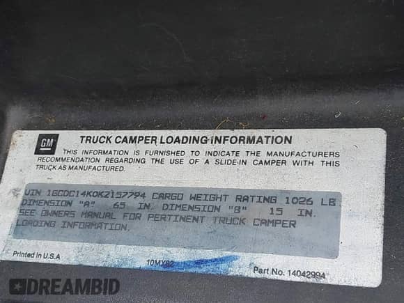 1989 Chevrolet Silverado 1500 с VIN 1GCDC14K0KZ157794, выставлен на аукционе IAAI как лот 43495850 с пробегом 156 404 миль миль и . История ставок и продаж доступна на DreamBid. Изображение 12.