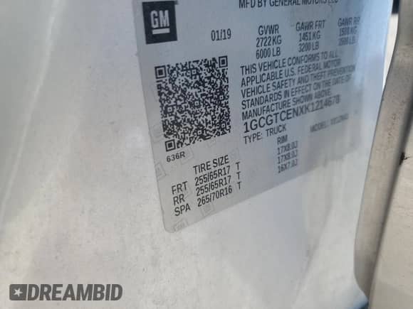 2019 Chevrolet Colorado 4WD LT with VIN 1GCGTCENXK1214678, listed as a Copart auction lot 66774715 with 66,062 mi miles and Salvage title. Bid and sale history available at DreamBid. Image 13.