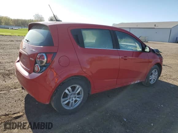 2012 Chevrolet Sonic LT with VIN 1G1JD6SB8C4201967, listed as a Copart auction lot 56232015 with Not provided miles and Salvage title. Bid and sale history available at DreamBid. Image 3.
