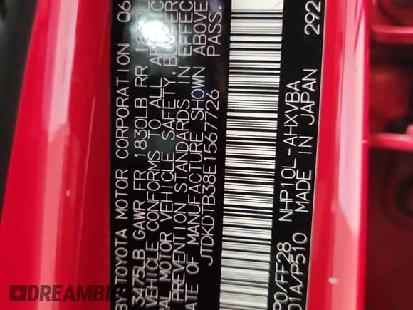 2014 Toyota Prius One with VIN JTDKDTB38E1567726, listed as a Copart auction lot 80626655 with 159,685 mi miles and Salvage title. Bid and sale history available at DreamBid. Image 12.