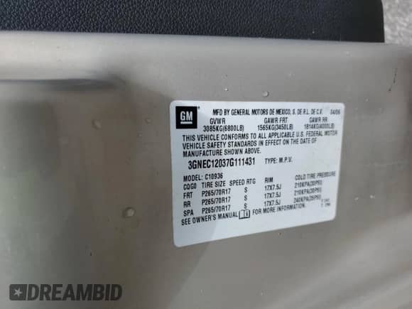 2007 Chevrolet Avalanche 3LT с VIN 3GNEC12037G111431, выставлен на аукционе Copart как лот 64128725 с пробегом 179 179 миль миль и Списание • Salvage title. История ставок и продаж доступна на DreamBid. Изображение 12.