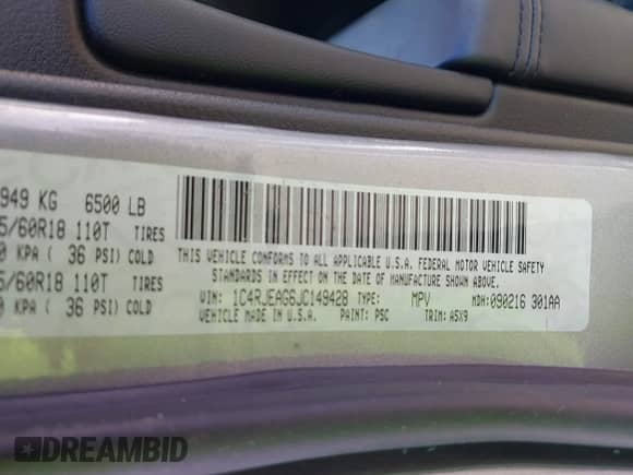 2018 Jeep Grand Cherokee Altitude с VIN 1C4RJEAG6JC149428, выставлен на аукционе IAAI как лот 42007543 с пробегом 67 319 миль миль и . История ставок и продаж доступна на DreamBid. Изображение 9.