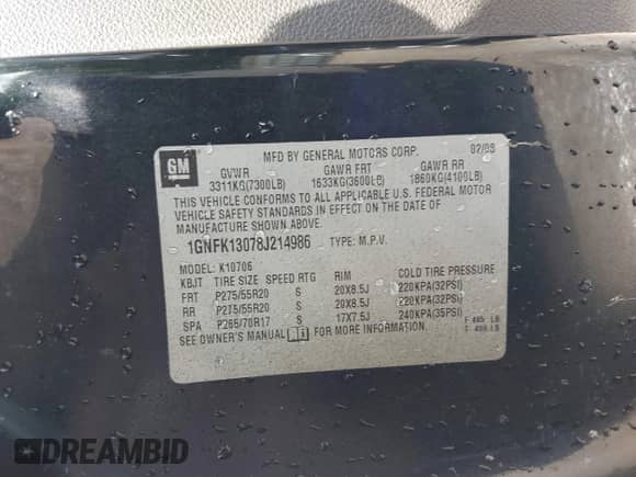 2008 Chevrolet Tahoe LTZ с VIN 1GNFK13078J214986, выставлен на аукционе IAAI как лот 42715326 с пробегом 297 989 миль миль и . История ставок и продаж доступна на DreamBid. Изображение 9.