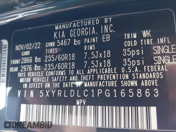 2023 Kia Sorento X-Line S z VIN 5XYRLDLC1PG165863, wystawiony jako IAAI lot #41952392 z przebiegiem 74 827 mil mil oraz . Historia ofert i sprzedaży dostępna na DreamBid. Obrazek 9.