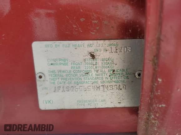 2004 Subaru Forester XS с VIN JF1SG65654H743819, выставлен на аукционе Copart как лот 66109805 с пробегом 180 021 миль миль и Списание • Salvage title. История ставок и продаж доступна на DreamBid. Изображение 12.