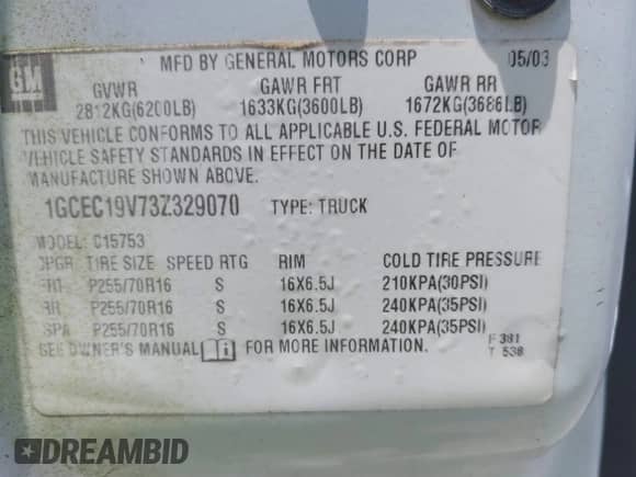 2003 Chevrolet Silverado 1500 LS с VIN 1GCEC19V73Z329070, выставлен на аукционе IAAI как лот 42765021 с пробегом 203 451 миль миль и . История ставок и продаж доступна на DreamBid. Изображение 9.