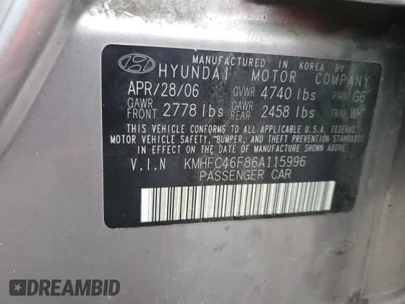 2006 Hyundai Azera SE с VIN KMHFC46F86A115996, выставлен на аукционе Copart как лот 72784034 с пробегом 90 070 миль миль и Списание • Salvage title. История ставок и продаж доступна на DreamBid. Изображение 12.