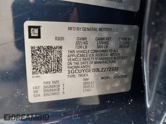 2020 Chevrolet Silverado 1500 LTZ с VIN 1GCUYGED3LZ272332, выставлен на аукционе Copart как лот 70189934 с пробегом 107 174 миль миль и Списание • Salvage title. История ставок и продаж доступна на DreamBid. Изображение 14.