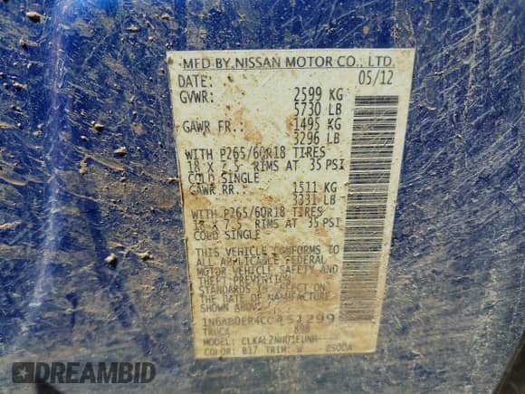 2012 Nissan Frontier SV с VIN 1N6AD0ER4CC451299, выставлен на аукционе IAAI как лот 42788781 с пробегом 118 921 миль миль и . История ставок и продаж доступна на DreamBid. Изображение 9.