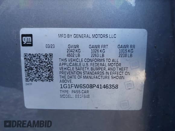 2023 Chevrolet Bolt EV 1LT z VIN 1G1FW6S08P4146358, wystawiony jako IAAI lot #43406874 z przebiegiem 50 722 mil mil oraz . Historia ofert i sprzedaży dostępna na DreamBid. Obrazek 9.