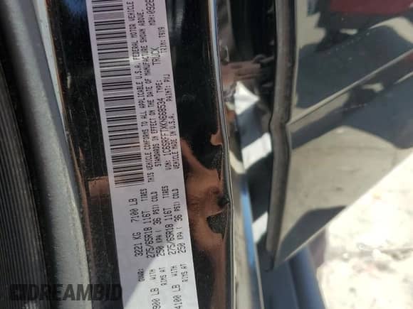 2019 Ram 1500 Big Horn z VIN 1C6SRFFTXKN668534, wystawiony jako Copart lot #68042625 z przebiegiem 102 972 mil mil oraz Szkoda całkowita • Salvage title. Historia ofert i sprzedaży dostępna na DreamBid. Obrazek 12.