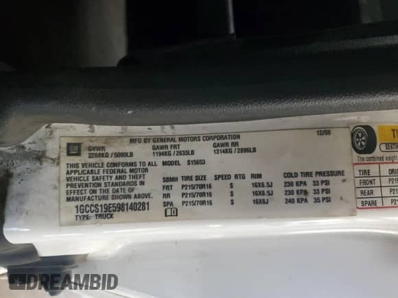 2009 Chevrolet Colorado Work Truck with VIN 1GCCS19E598140281, listed as a Copart auction lot 65502945 with 161,942 mi miles and Clean title. Bid and sale history available at DreamBid. Image 12.