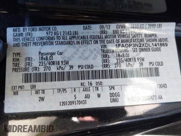 2013 Ford Focus Titanium with VIN 1FADP3N2XDL141869, listed as a IAAI auction lot 43471319 with 190,886 mi miles and . Bid and sale history available at DreamBid. Image 9.