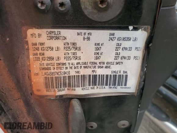 1999 Jeep Grand Cherokee Laredo с VIN 1J4GW58S7XC518416, выставлен на аукционе Copart как лот 71608535 с пробегом 222 071 миль миль и Списание • Salvage title. История ставок и продаж доступна на DreamBid. Изображение 14.