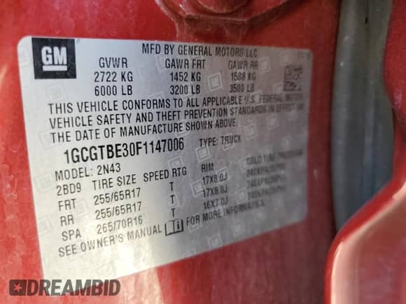 2015 Chevrolet Colorado 4WD LT z VIN 1GCGTBE30F1147006, wystawiony jako Copart lot #66026395 z przebiegiem 125 126 mil mil oraz Szkoda całkowita • Salvage title. Historia ofert i sprzedaży dostępna na DreamBid. Obrazek 12.