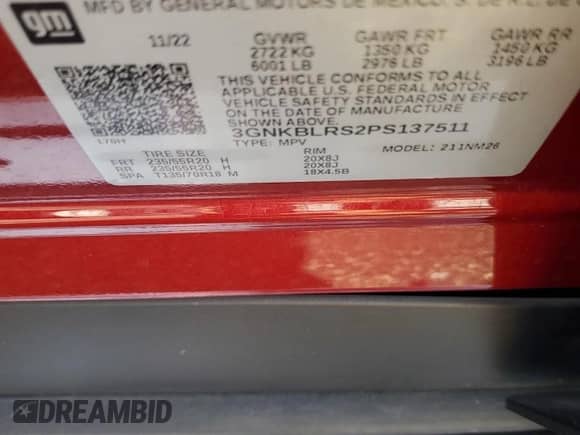 2023 Chevrolet Blazer Premier with VIN 3GNKBLRS2PS137511, listed as a Copart auction lot 81364595 with 18,339 mi miles and Salvage title. Bid and sale history available at DreamBid. Image 13.