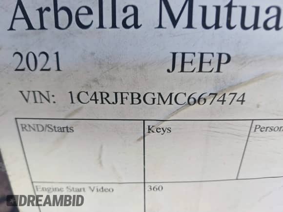 2021 Jeep Grand Cherokee Limited X with VIN 1C4RJFBG5MC667474, listed as a IAAI auction lot 41739526 with 18,992 mi miles and . Bid and sale history available at DreamBid. Image 9.