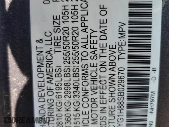 2025 Honda Pilot Elite с VIN 5FNYG1H88SB029670, выставлен на аукционе Copart как лот 61639245 с пробегом Не указан миль и Списание • Salvage title. История ставок и продаж доступна на DreamBid. Изображение 13.