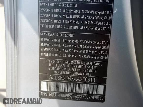 2010 Land Rover Range Rover Sport HSE Lux with VIN SALSK2D4XAA226613, listed as a Copart auction lot 61912055 with 227,906 mi miles and Clean title. Bid and sale history available at DreamBid. Image 12.