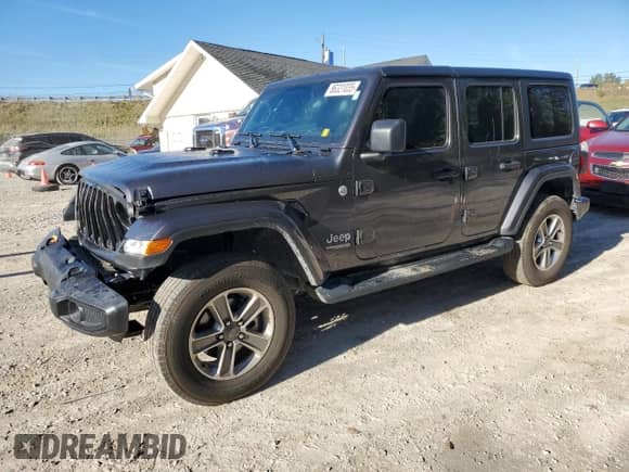 2022 Jeep Wrangler Unlimited Sahara with VIN 1C4HJXEN5NW120264, listed as a Copart auction lot 86321035 with 26,882 mi miles and Salvage title. Bid and sale history available at DreamBid. Image 1.