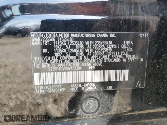 2011 Toyota RAV4 Sport with VIN 2T3RF4DV9BW172304, listed as a Copart auction lot 83993905 with 160,182 mi miles and Salvage title. Bid and sale history available at DreamBid. Image 13.