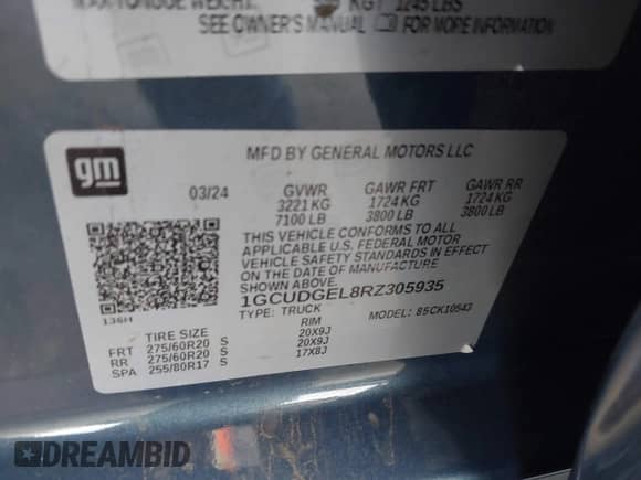 2024 Chevrolet Silverado 1500 LTZ с VIN 1GCUDGEL8RZ305935, выставлен на аукционе IAAI как лот 41946168 с пробегом 17 699 миль миль и . История ставок и продаж доступна на DreamBid. Изображение 9.