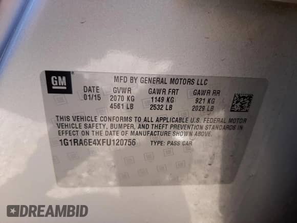 2015 Chevrolet Volt z VIN 1G1RA6E4XFU120756, wystawiony jako Copart lot #67864013 z przebiegiem 83 554 mil mil oraz . Historia ofert i sprzedaży dostępna na DreamBid. Obrazek 12.