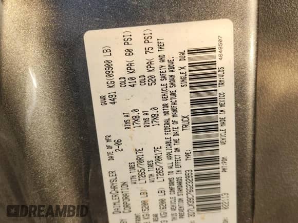2006 Dodge 3500 Laramie with VIN 3D7LX39C76G232953, listed as a Copart auction lot 85952015 with 256,372 mi miles and Clean title. Bid and sale history available at DreamBid. Image 12.