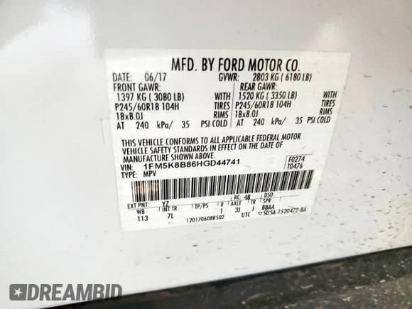 2017 Ford Explorer с VIN 1FM5K8B86HGD44741, выставлен на аукционе Copart как лот 82131785 с пробегом 107 006 миль миль и Чистый • Clean title. История ставок и продаж доступна на DreamBid. Изображение 13.