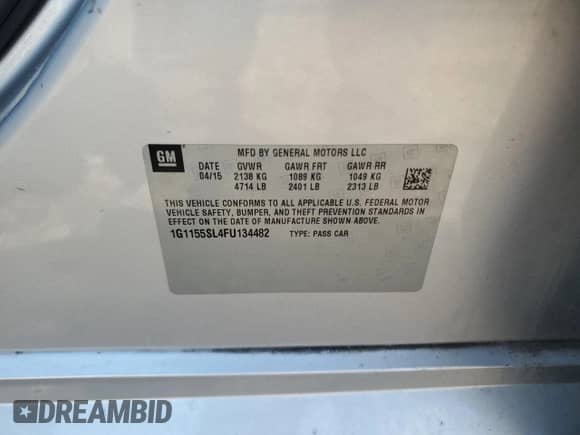 2015 Chevrolet Impala LTZ z VIN 1G1155SL4FU134482, wystawiony jako Copart lot #70166265 z przebiegiem 149 486 mil mil oraz Szkoda całkowita • Salvage title. Historia ofert i sprzedaży dostępna na DreamBid. Obrazek 12.