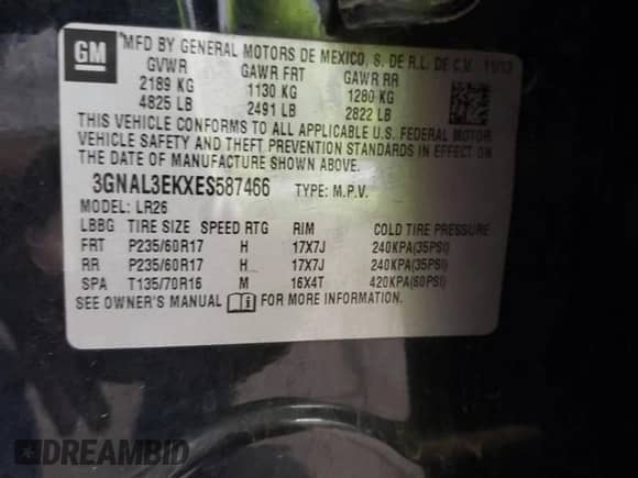 2014 Chevrolet Captiva Sport LT с VIN 3GNAL3EKXES587466, выставлен на аукционе Copart как лот 77023014 с пробегом 157 843 миль миль и Списание • Salvage title. История ставок и продаж доступна на DreamBid. Изображение 12.