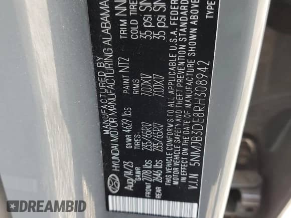 2024 Hyundai Tucson SEL z VIN 5NMJB3DE8RH308942, wystawiony jako Copart lot #81044595 z przebiegiem 20 407 mil mil oraz Szkoda całkowita • Salvage title. Historia ofert i sprzedaży dostępna na DreamBid. Obrazek 13.