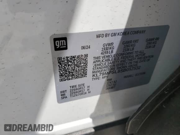 2025 Chevrolet TrailBlazer LT z VIN KL79MPSL8SB057532, wystawiony jako Copart lot #61575415 z przebiegiem Nie podano mil oraz Nie do naprawy • Non repairable. Historia ofert i sprzedaży dostępna na DreamBid. Obrazek 13.