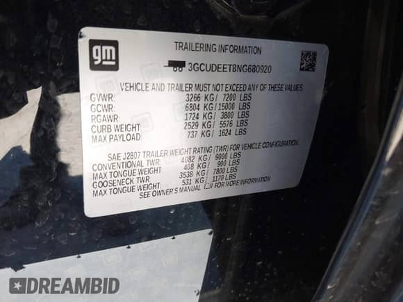 2022 Chevrolet Silverado 1500 RST z VIN 3GCUDEET8NG680920, wystawiony jako IAAI lot #41595611 z przebiegiem 43 457 mil mil oraz . Historia ofert i sprzedaży dostępna na DreamBid. Obrazek 9.