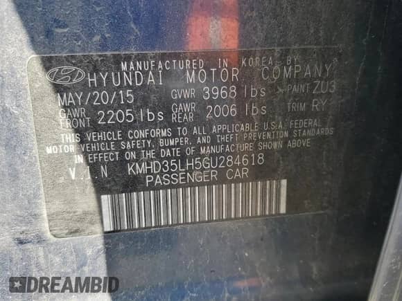 2016 Hyundai Elantra z VIN KMHD35LH5GU284618, wystawiony jako Copart lot #52237105 z przebiegiem 171 963 mil mil oraz Czysty tytuł • Clean title. Historia ofert i sprzedaży dostępna na DreamBid. Obrazek 13.