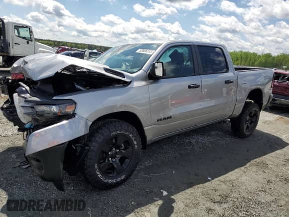 2025 Ram 1500 Warlock with VIN 1C6SRFGP0SN669726, listed as a Copart auction lot 52886315 with 1,204 mi miles and Salvage title. Bid and sale history available at DreamBid. Image 1.