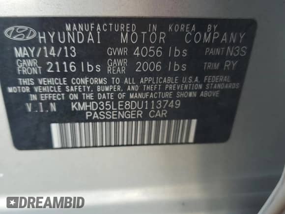 2013 Hyundai Elantra с VIN KMHD35LE8DU113749, выставлен на аукционе Copart как лот 82693065 с пробегом 174 876 миль миль и Чистый • Clean title. История ставок и продаж доступна на DreamBid. Изображение 12.