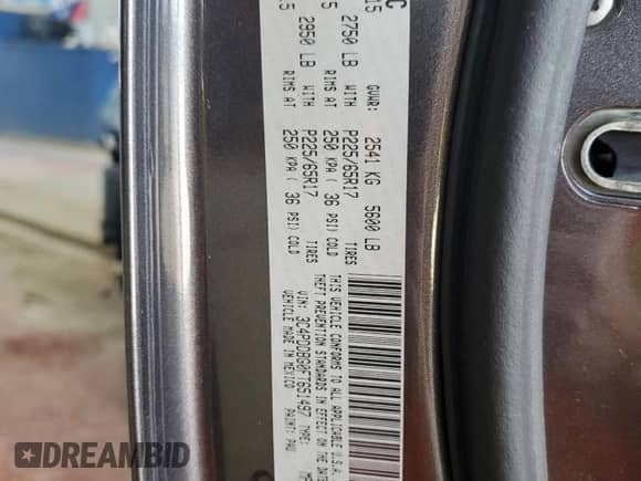 2015 Dodge Journey SXT with VIN 3C4PDDBG0FT651497, listed as a Copart auction lot 71617105 with 92,765 mi miles and Salvage title. Bid and sale history available at DreamBid. Image 13.