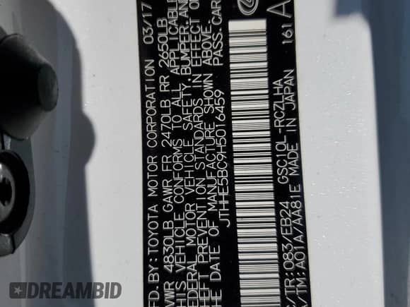 2017 Lexus RC 350 с VIN JTHHE5BC9H5016459, выставлен на аукционе Copart как лот 51806795 с пробегом 55 410 миль миль и Чистый • Clean title. История ставок и продаж доступна на DreamBid. Изображение 12.