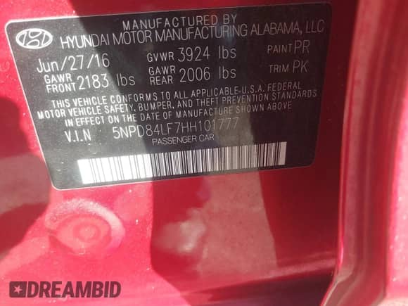 2017 Hyundai Elantra SE z VIN 5NPD84LF7HH101777, wystawiony jako IAAI lot #43468817 z przebiegiem 121 206 mil mil oraz . Historia ofert i sprzedaży dostępna na DreamBid. Obrazek 9.