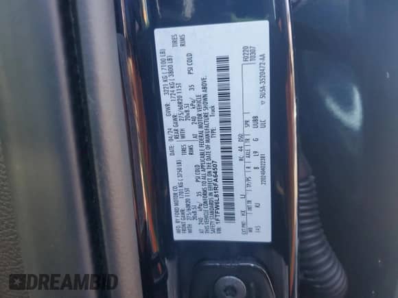 2024 Ford F-150 King Ranch с VIN 1FTFW6L81RFA64507, выставлен на аукционе Copart как лот 66218615 с пробегом 25 246 миль миль и Списание • Salvage title. История ставок и продаж доступна на DreamBid. Изображение 12.