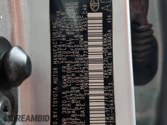 2016 Toyota Corolla L z VIN 2T1BURHE3GC677089, wystawiony jako Copart lot #72053575 z przebiegiem 91 831 mil mil oraz Szkoda całkowita • Salvage title. Historia ofert i sprzedaży dostępna na DreamBid. Obrazek 12.